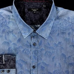 Ted Baker Mens Blue Wild Floral Button Front